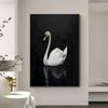 Pintura Decorativa de Sala de Estar de Gama Alta Retro Arte de Nicho Cisne Blanco y Negro Pintura de Piso para Sofá Estilo Antiguo Pintura Colgante para Entrada