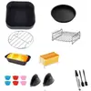 Accesorios para Freidora de Aire Transfronterizos, Tazón Redondo de Papel Aceitado para una Sola Olla, Tazón Rectangular Doble, Tazón Redondo Metálico para Barbacoa