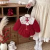 Macacão de Bebê Outono e Inverno Veludo Engrossado Menina Vermelho Estilo Chinês Vestido de Um Ano Roupas de Ano Novo