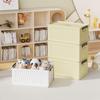 Caja de almacenamiento plegable color crema para dormitorio doméstico con tapa, caja de almacenamiento para mudanzas, caja de almacenamiento y organización.