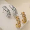 Brincos em Forma de C Banhados a Ouro 18K Cobre Estilosos de Nicho Europeu e Americano para Mulheres Moda Ins Retro Versátil Novos
