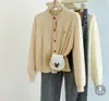 Jaqueta Cardigan de Tricô com Manga Longa e Laço Bordado para Mulheres Camisola Camada Interna Outono Novo Estilo Primavera e Outono Top