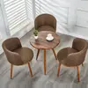 Mesa de Comedor y Sillas de Negociación Nórdica Imitación Madera Maciza Combinación Moderna Simple Apartamento Pequeño Creativo Ocio Mesa Redonda Silla Tienda de Té con Leche