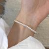 Pulseira de prata esterlina S925 com zircônia quadrada e açúcar fluindo, imitação de pérola Shijia, pulseira feminina leve, luxuosa e requintada de alta qualidade