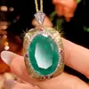 2026 Nuevo Collar Colgante de Oro de Lujo Ligero Retro Zhuang Sheng Sheng Joyería Piedra Principal 18*25