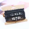 Venta Directa del Fabricante Punk Pulsera de Cuero Retro con Calavera para Hombre Joyería de Moda Hecha a Mano DIY