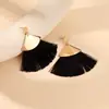 Diseño de Moda Celebridad de Internet Falda Pequeña de Múltiples Capas Pendientes de Borla en Forma de Abanico para Mujer Stylish Ol de Ins Pendientes de Otoño e Invierno de Gama Alta