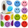 Lindos Pegatinas Infantiles Redondas de Dibujos Animados Más Vendidas Cara Sonriente Pegatinas de Recompensa Rollo Rollo de Pegatinas Adhesivas de Cara Sonriente Coloridas