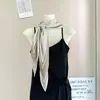 Bandana com Estampa Geométrica Francesa Estilo Old Money Lenço de Seda Versátil Combinando para o Trabalho Proteção para o Pescoço Colorida Lenço Decorativo