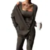 Conjunto de Tricô de Três Peças 2026 Primavera e Outono Transfronteiriço Amazon Novo Estilo Conjunto Feminino de Cor Sólida com Manga Longa