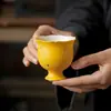 Glacê Mineral de Rocha Amarelo Limão Salpicado de Ouro Caneca de Buquê de Cerâmica Caneca Alta de Chá Caneca Mestra Cor Tradicional Chinesa Feminina Novo Estilo Chinês