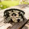 Pulsera de Cristal Colorida Estilo Resort Bohemio para Mujer Diseño de Nicho Ins Corazón Trébol de Cuatro Hojas Pulsera de Perlas