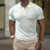 Estação Independente UE Transfronteiriça masculina novo POLO3D impressão digital casual de negócios manga curta gola lapela POLO