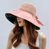 Sombrero de Sol Protector Solar de Verano Pegamento Negro Lazo Sombrero de Sol para Mujer Sombrero Japonés y Coreano Protección UV Cara Grande Cubre Cara Sombrero Hacotop