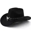 Chapéu de Cowboy Western Clássico de Camurça para Homens e Mulheres, Chapéu para Viagem ao Ar Livre, Chapéu Estilo Étnico com Aba Enrolada, Chapéu de Feltro