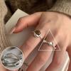 Anel Dobrável Simples Moda Feminina Personalidade Temperamento Estilo Frio Anel Aberto Laço de Amor Anel de Dedo Criativo