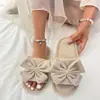 Pantuflas de Felpa con Lazo Grande Estilo Coreano, Transpirables de Suela Suave Antideslizantes Estilo Hada para Interiores