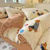 Funda de edredón de terciopelo de leche pieza única invierno más terciopelo engrosada doble cara terciopelo coral ropa de cama para el hogar funda de edredón juego de sábanas de franela
