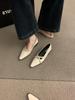 Zapatos de Mujer de Punta Baja con Tacón Bajo 2026 Primavera y Otoño Nuevo Estilo Francés Zapatos Mary Jane con Tira Cruzada Zapatos Planos de Piel