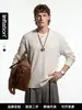 Ropa de Hombre Jiezhan Old Money Patrón Waffle Cuello Henley Manga Larga 26 Otoño Nueva Llegada Bloque de Color Unisex Holgada Casual Camiseta para Hombre