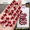 Edición de Año Nuevo Angora Rojo Flocado Vino Tinto Lazo de Peluche Corbata de Lazo Corazón Rojo Accesorios para Uñas al por Mayor