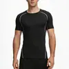 Roupa de Fitness de Compressão Respirável de Alta Elasticidade para Homens, Camiseta Esportiva de Secagem Rápida com Manga Curta para Corrida, Basquete e Treinamento, de Caimento Justo