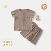 Conjunto de Pijama de Algodón Puro para Bebé Recién Nacido, Estilo Delgado de Verano, Ropa para Bebé Niña, Ropa de Casa de Verano, Mameluco de Manga Corta para Niños