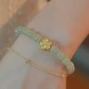 Pulsera de Jade Hetian Flor de Durazno de Doble Capa para Mujer Guofeng Flor Dorada Pulsera de Doble Capa Diseño Avanzado ins para Regalos de Novia
