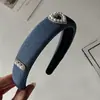 Diadema de Mezclilla Azul Inspirada en Celebridades de Caña Alta para Mujer, Elegante Accesorio para el Cabello para Salidas Diarias, Diadema de Ala Ancha de Alta Gama