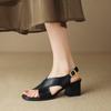 Sandalias de Mujer con Tacón Grueso, Diseño de Punta Abierta, Tira Única, Moda Casual Versátil para Primavera/Verano 2026