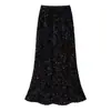 100 kg Comercio Exterior Talla Extra Ropa de Mujer Aliexpress Amazon Estilo Europeo y Americano Ajustado Terciopelo Brillante Falda Sirena