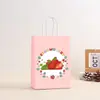 Bolsa de Regalo de Fresas Transfronteriza, Bolsa de Empaque para Fruta de Fresa, Bolsa de Empaque para Comida para Llevar de Pastel de Fresa, Ecológica y Biodegradable