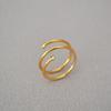 Anel da moda estilo coreano simples de mola espiral enrolada, zircônia, diamante flash, latão banhado a ouro, anel de dedo com abertura ajustável