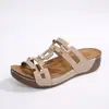 Sandalias de Cuña con Hebilla Metálica Transfronterizas en Stock Verano 2026 Nuevo Estilo Plataforma Talla Grande Suela Gruesa Slip-On para Mujer