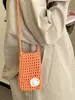 Shuai Mi Jia 2026 Nova Bolsa Trançada Fofa Bolsa Transversal para Celular Bolsa Pequena de Tricô Vazado Bolsa de Praia