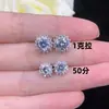 Pendientes de Plata 925 Chapados en Oro para Mujer, Pendientes de Girasol con Diamante de Alto Carbono, Lujosos y Elegantes, Una Pieza, Venta al por Mayor Directa de Fábrica