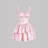 Saias Femininas Europeias e Americanas Nova Saia Bolo de Suspensório Floral Amazon Cross-Border Retro Multicolorido Bainha Dupla Vestido
