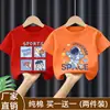2026 Nova Roupa Infantil 100% Algodão para Meninos Manga Curta Verão Nova Estampa Estampada Gola Redonda Camiseta Casual Desenho Animado Top