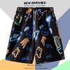 Calças de praia de marca na moda Verão Casual Vintage Impresso Shorts Soltos em Água Solúvel Praia Gelo Seda Shorts de secagem rápida