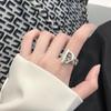 Anillo Cadena Hebilla Ot Personalizado para Mujer, Diseño de Moda Retro, Anillo Abierto de Estilo Nuevo de Nicho, Anillo para Dedo Índice Estilo Línea