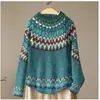 Amazon Europeo y Americano Nuevo Estilo Suéter para Mujer Más Vendido Cuello Redondo Bloque de Color Holgado Moda Jersey Suéter Tejido