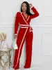 3249 Ropa de Mujer Transfronteriza Europea y Americana Amazon Otoño e Invierno Nuevo Estilo Bloque de Color Sencillo Cotidiano Mono de Manga Larga para Mujer