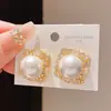 Pendientes Cuadrados Geométricos Estilo Retro Aguja de Plata Imitación Zirconia Perla Imitación Elegantes Elegantes Modernos Lujo Accesible Pendientes de Gama Alta para Mujeres