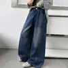 Calça Infantil Outono 2026 Novo Estilo Casual Jeans Wide-Leg Solta Reta Tendência Calça de Corte Curvo para Crianças Maiores