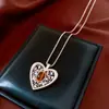Brincos e Colar Coração Vazado de Zircônia Vintage, Corrente de Clavícula Vintage Antiga, Conjunto de Joias com Design Simples