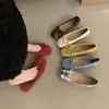 Zapatos planos bajos de estilo francés para mujer, nuevos zapatos rojos de gamuza vintage 2024, mocasines de ballet estilo hada