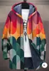 Chaqueta de Invierno Transfronteriza para Hombre con Forro de Felpa Estampado, Engrosada, Cortavientos, Manga Larga, Cremallera, Moda, con Capucha, Corte Holgado