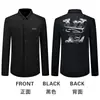 [Personalizado] Marca de Moda Lujo Ligero Estampado Digital de Letras Pedrería Directo de Fábrica Transfronterizo Camisa de Manga Larga Resistente a las Arrugas Sin Planchar