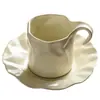 Platillo para Taza de Café Plegado de Fábrica Taza de Cerámica Fina de Alta Calidad Diseño para Mujer Sentido del Diseño Nicho Taza de Leche Taza para Beber