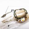 Pulsera Retro Pequeña Crisantemo Femenina Hoja de Bosque Cuerda Trenzada Pulsera Estudiante Simple Diseño Nicho Ins Chica Literaria